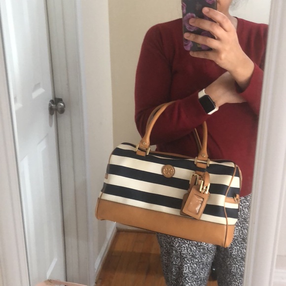 Tory Burch Viva Satchel bag, Striped Nautical 13 X 7” - Picture 10 of 16